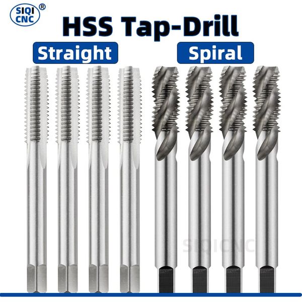 hand tap machine tap spiral tap high quality hss machine plug tap metric screw tap drill thread tool spiral point straight flute m3 m4 m5 m6 m7 m8 m10 m12 m14, 1pcs spiral tap, m8x1.25