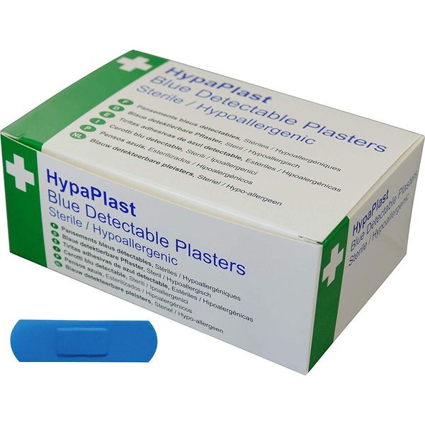 HypaPlast Blue Visually Detectable Plasters, 7.2x2.5cm (Pack of 100)