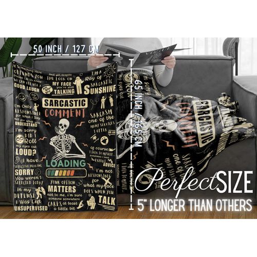 Huglanket Sarcastic Gifts for Women/Men, Bed Flannel Plush Blanket (50"x 65"), Funny Gag Gifts for Boss Friend Coworker in Birthday, Christmas - Loading