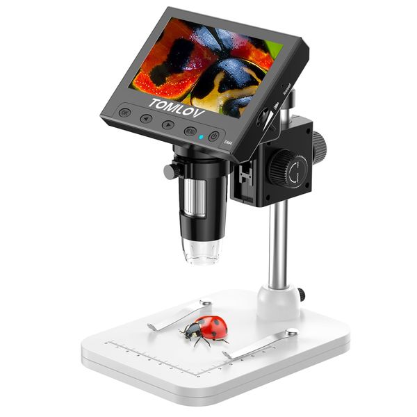 TOMLOV Digital Microscope, Coin Microscope, Digital Microscope, Adjustable, Digital Microscope, Digital, PC Connectable, Compatible with Windows, USB Microscope, Biological Observation, Free Research,