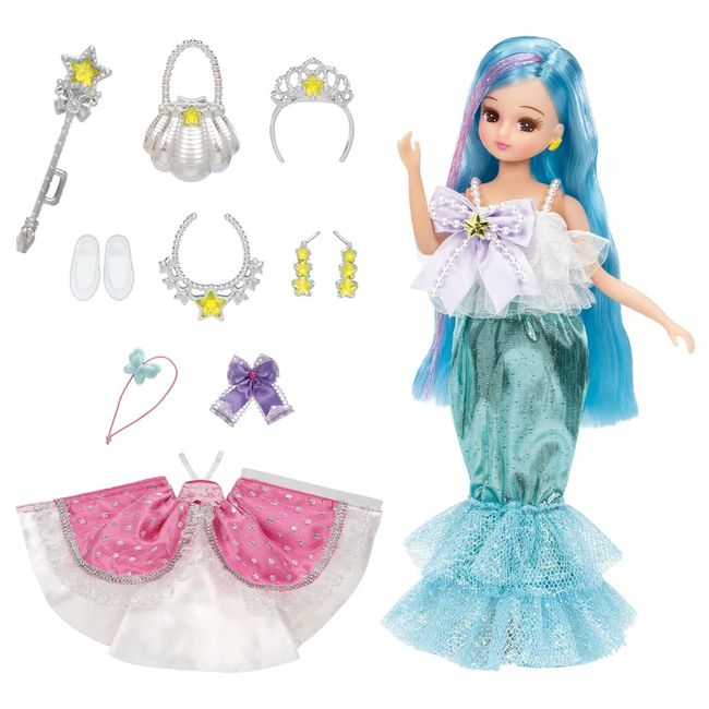 Takara Tomy Licca-chan Doll, Dream Fantasy, Triple Change, Mermaid Princess Licca-chan, Dress Up, Play Toy, Ages 3 and Up