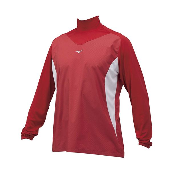 Mizuno 12JE8J32 Undershirt, Long Sleeve, High Neck, Training Jacket, 62: Red/White