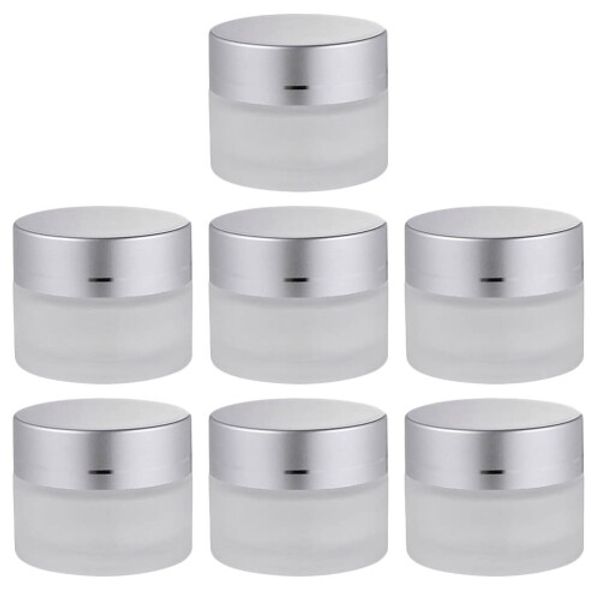 KESYOO Cream Jar, Cream Container, 30g, Set of 7, Cream Case, Glass Cosmetic Refill Container, Cosmetic Case, Small Portions, Leak-Proof, Portable, Storage, Compact