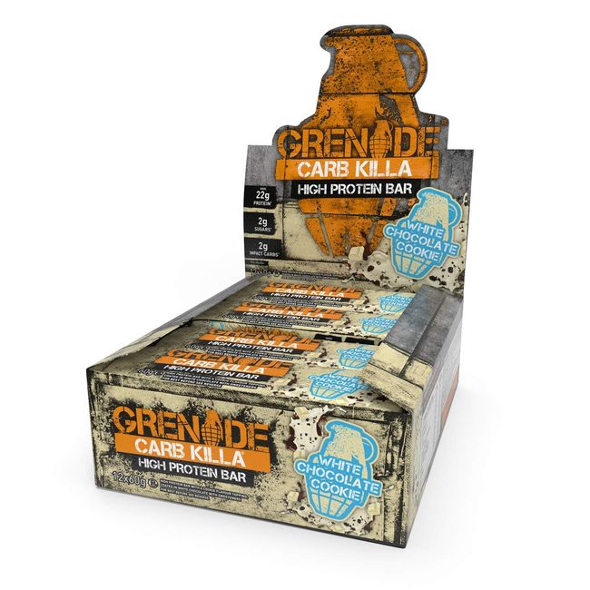 Grenade Carb Killa High Protein and Low Carb Bar , White Chocolate Cookie, 720 gram (12 x 60 g)