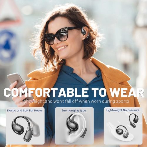 MSHUKCOE Open Ear Wireless Bluetooth Headphones, Sport Over Headset Built-in Mic, LED Display, Touch Control Earphones, IPX5 Waterproof for Sports Running Driving Cycling (Green)