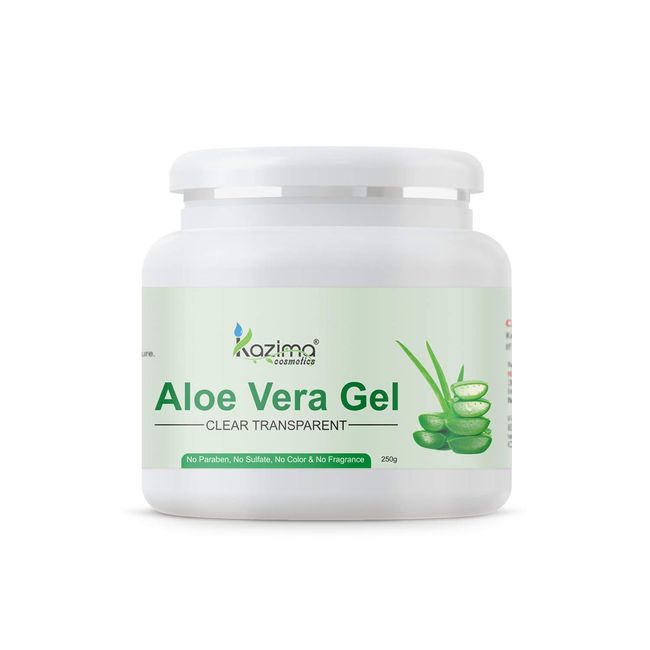 KAZIMA Aloe Vera Gel Raw - 100% Pure Natural Gel - Ideal for Skin Treatment, Face, Acne Scars, Hair Treatment, Moisturizer & Dark Circles (250 Gram)