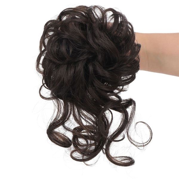 Messy Bun Hair Piece, Updo Super Long Extensions Bun with Elastic Rubber Band, Curly Wavy Ponytail Hairpieces for Women Girl