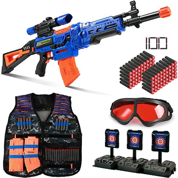 Bigpower Electric Kids Toy Sniper Rifle with Scope Tactical Vest Kit,4 in 1 Auto