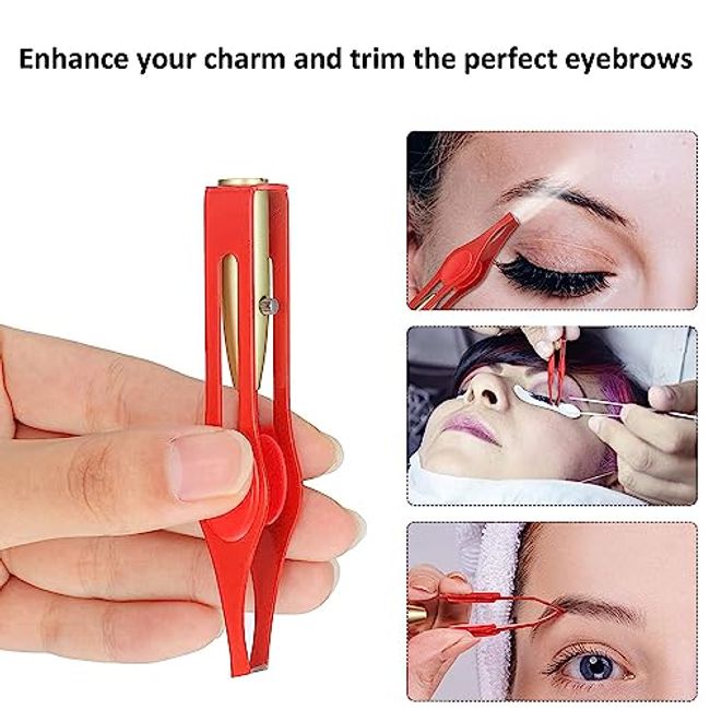 Stainless Steel Make Up LED Light Eyelash Eyebrow Hair Removal Lighted  Tweezer 