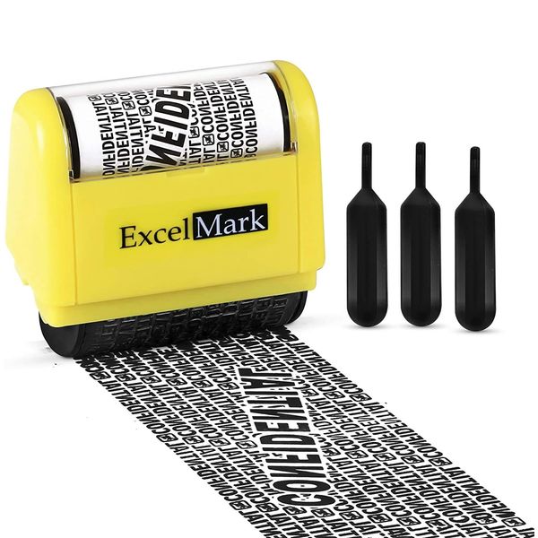 ExcelMark Rolling Identity Theft Guard Stamp (ID Theft Stamp with Refill Ink)