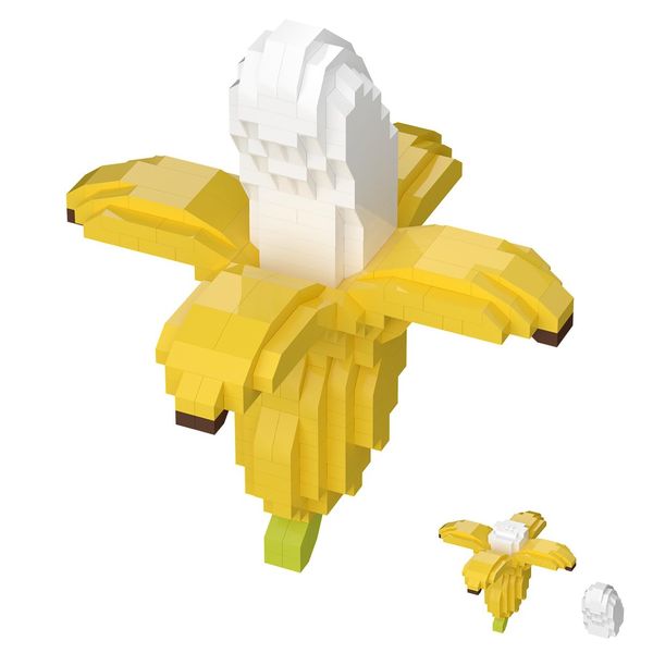 Wuroaci Yellow Banana Fruit Series Cute Detachable Fruits Series Mini Bricks Micro Building Kit Toys, Desktop Ornaments Compatible with Nano for Kids