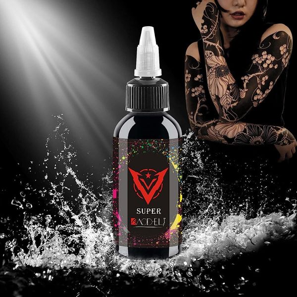 Baodeli Elemental Tattoo Supplies Black Ink (1oz/30ml) Perfect for Lining and Shading - Tribal - Permanent - Stable - True Black Ink 1 Bottle