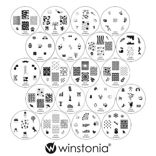 Winstonia 20 pc Nail Art Stamp Stamping Image Plate Set, Manicure Pedicure - First Generation