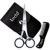Tecto 4.5" Beard Moustache Scissors with Comb & Pouch, Stainless Steel Eyebrow, Ear & Nose Small Hair Scissors Multi Functions Men Facial Hair Grooming kit Gift Set