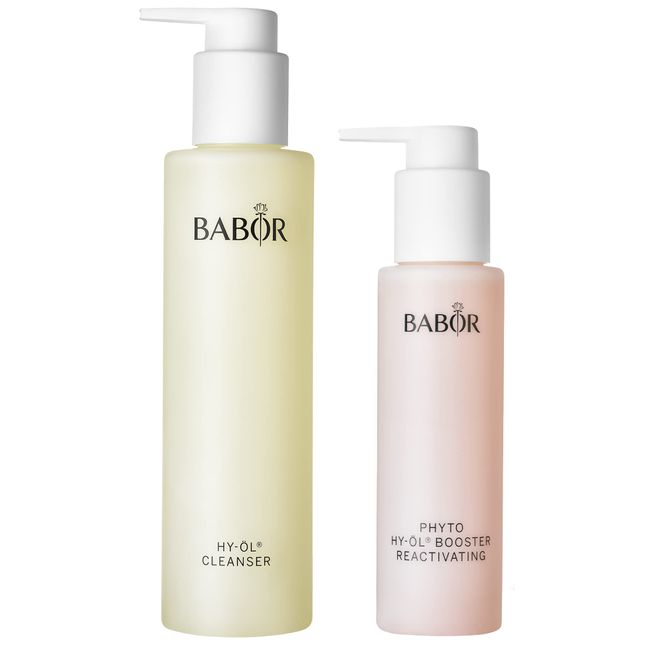 BABOR Reinigungs Set für müde Haut, mit Hy-Öl Cleanser und Hy-Öl Booster Reactivating Kräuterextrakt, Für porentiefe Reinigung, 2-teilig