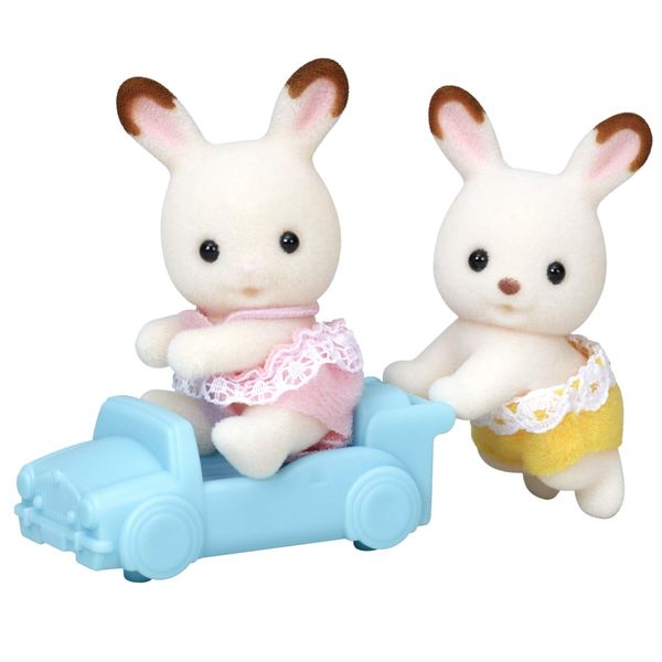 EPOCH Sylvanian Families U-76 Chocolate Rabbit Twins Dolls, Safety Toy Mark Certified, Toy for Ages 3 Years and Up, Dollhouse