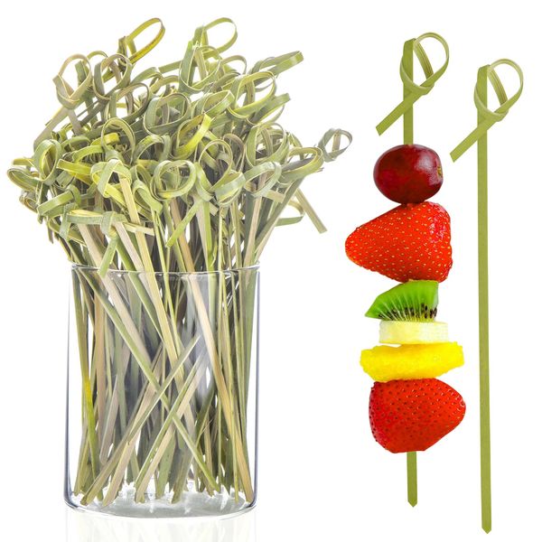 JtmyAota 100 Pack Bamboo Skewers for Appetizers, 4.7 Inch Natural Bamboo Cocktail Picks for Cake Dessert Food Fruit Party Decorations