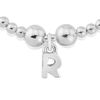 Trink Initial 'R' Letter Charm Sterling Silver Beaded Bracelet