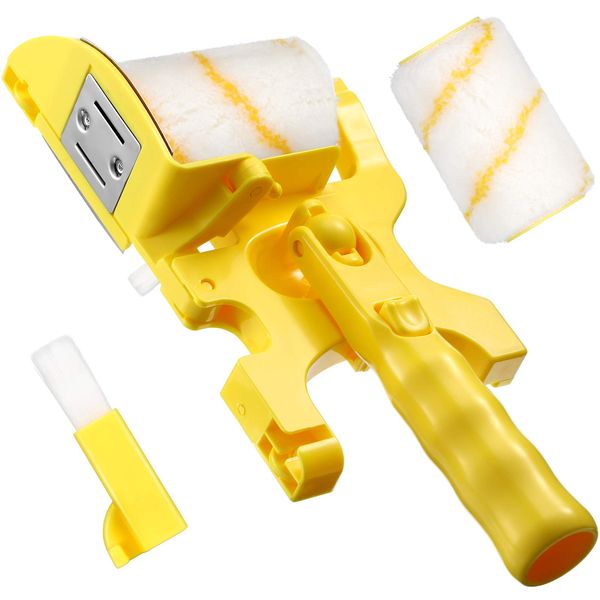 Paint Edger Roller Brush Multifunctional Hand-Held Clean-Cut Paint Edger Roller Brush Paint Edger Combo Kit with Extra 1 Replacement Roller 1 Brush for Home Room Wall Ceiling Indoor Outdoor Painting