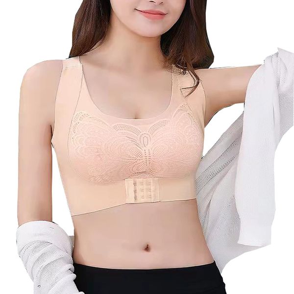 La,Ke,South Night Bra, Breastfeeding, Breastfeeding, Wireless, Front Hook, Armpit High, Inner Supporter, Belt, Corrective Underwear, Sports Bra, Won't Shake, For Nighttime Use, Stretches Back, beige