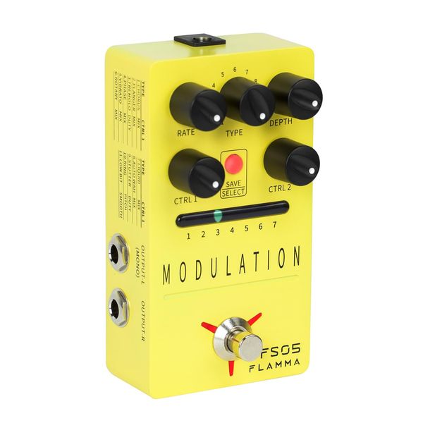 FLAMMA FS05 Multi Modulation Pedal Stereo Effects 7 Retractable Slots 11 Modulation Effects Buffer Bypass Stereo Digital Modulaiton Effects Pedal