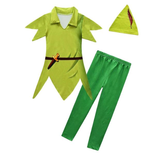 Dressy Daisy Peter Pan Costume with Hat for Toddler Boys Halloween Fancy Party Dress Up Outfit Set Size 3T 4T