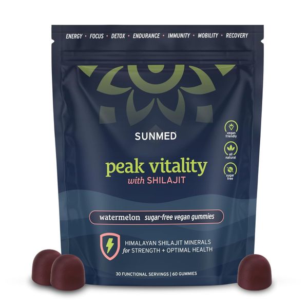 Peak Vitality Himalayan Shilajit Gummies for Strength, Energy & Optimal Health – Sugar-Free, Vegan, All-Natural – Cognitive Focus, Recovery, Immunity – Watermelon Flavor, 60ct