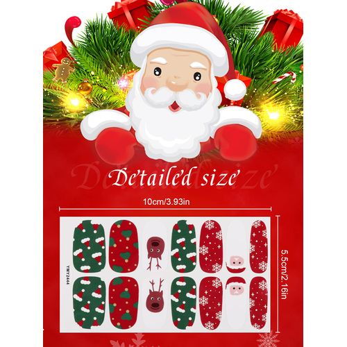 Kalolary 20 Fogli Natale Unghie Adesivi Decalcomanie per Smalto Autoadesivo Nail Art Stickers con 2 Lime , Babbo Natale Pupazzo di Neve Manicure le Punte Decorazioni