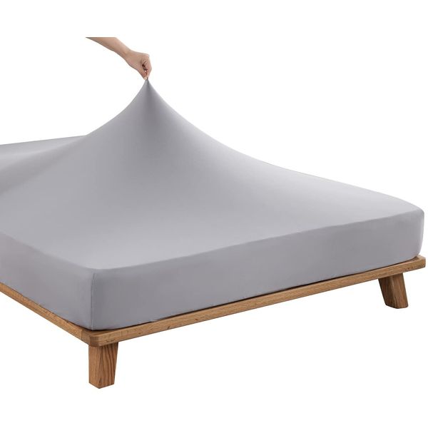 Stretch Sheets Wide Queen King Wide King Long Short Fitted Sheet Elastic Fitted Sheet Soft Knit Fitted Sheet Thin Thick Bed Sheet Elastic Mattress Cover Bed Cover Futon Sheet Solid All Seasons Gray