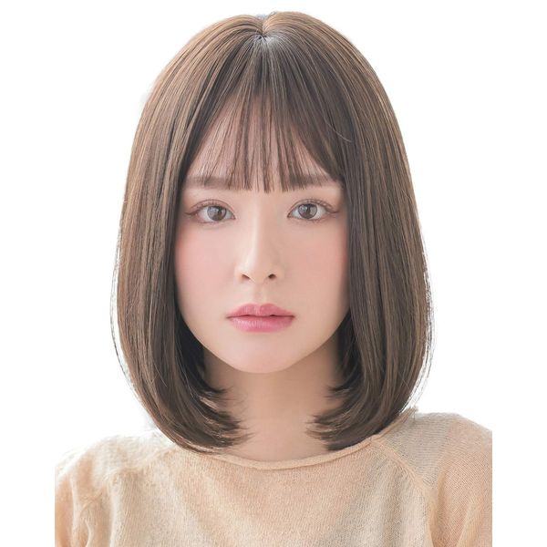 AQUADOLL wg324P-AMB Bob Cut Wig, Full Wig, Black Hair, Blonde, Pudding, One Size Fits Most, Almond Brown Pudding