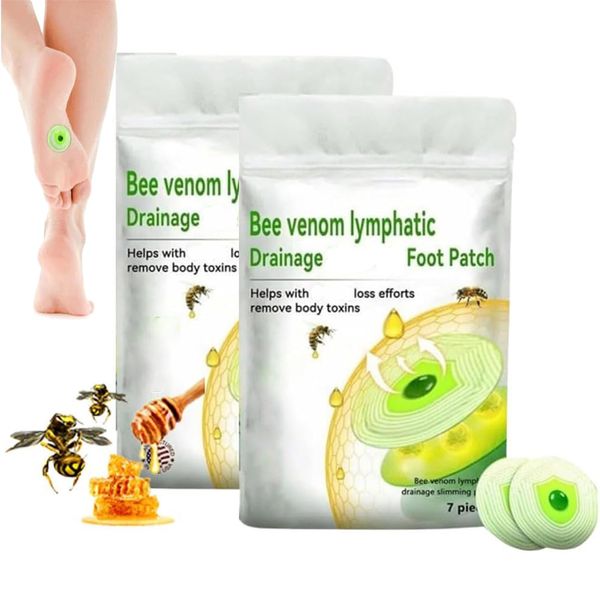 Lukmlca Bee Venom Foot 𝐒𝐥𝐢𝐦𝐦𝐢𝐧𝐠 Patchs, Bee Venom Lymphatic Drainage Foot Patch,Lukmlca Bee Venom Lymphatic Drainage Foot Patchs (2Pack)