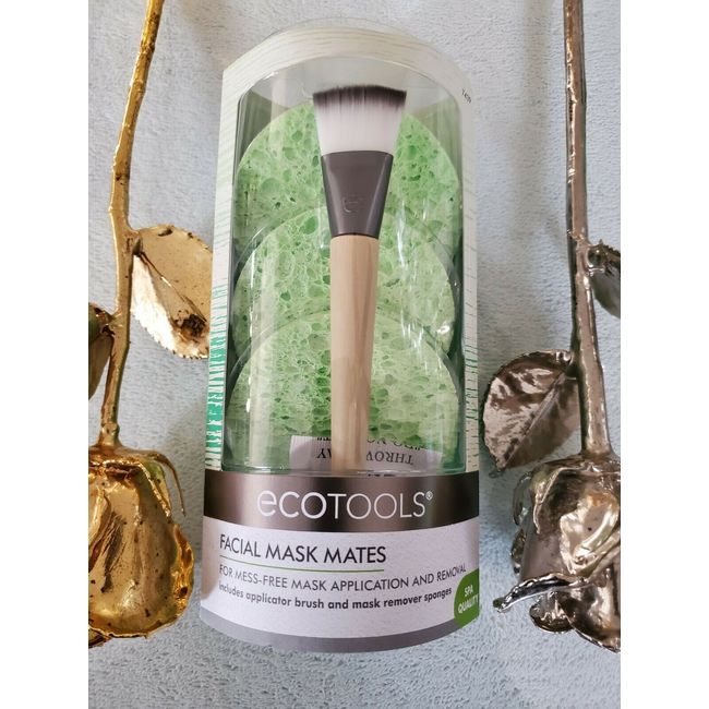 1 ECOTOOLS Facial Mask Mates Remover Sponges + Brush "ET-7439"