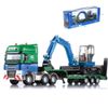 Truck Excavator Digger Loader Forklift 1/50 Model Toy with Flatbed Trailer