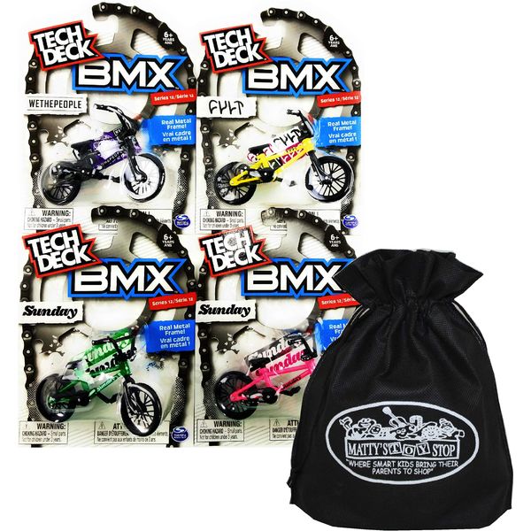 Matty's Toy Stop Tech Deck BMX Complete Gift Set Bundle Storage Bag - 4 Pack (Assorted Series)