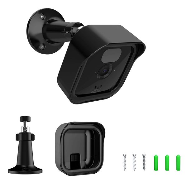 [1 Pack] Blink Outdoor Camera Wall Mount Outlet Bracket, 360° Adjustable Blink Outdoor Indoor Protective Cover Case Housing Mount Holder Stand Bracket Socket Accessories for Blink Camera System Black