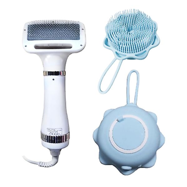 Pet Hair Dryer for Cats with Bath Brush with Shampoo Dispenser, Hair Dryer Brush