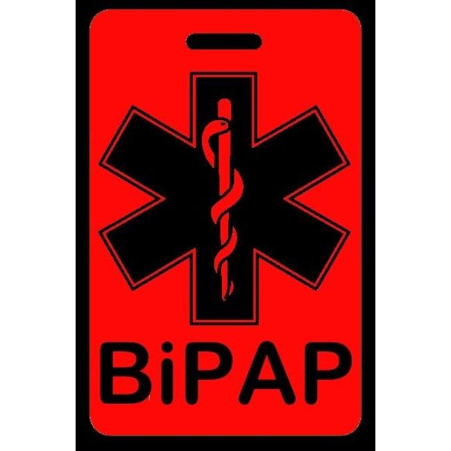 Hi-Viz Red BiPAP Bag Tag - Sleep Apnea