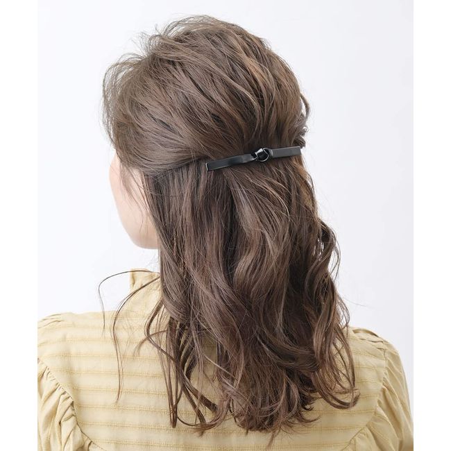 Vingtaine H7046-BK- Tortoise Shell Style Ribbon Silhouette Barrette Knot Marble Thin Hair Accessory