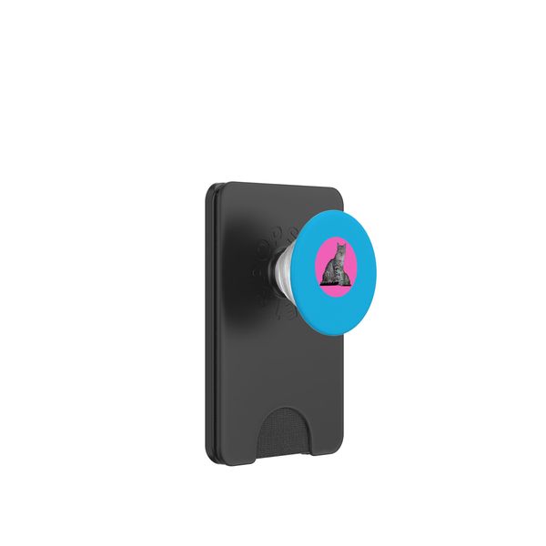 Pink Circle with 2 Kitty Cats PopSockets PopWallet for MagSafe
