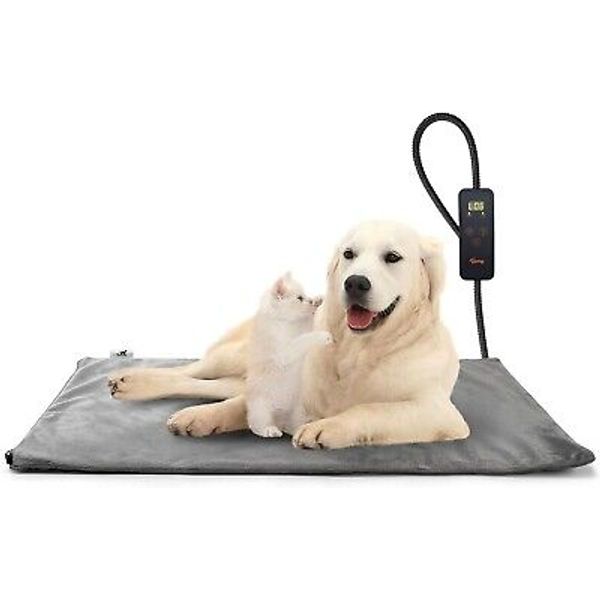 Toozey Pet Heating Pad 6 Adjustable Temperature with Timer Indoor 18x16 Grey