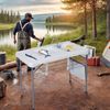 Folding Fish Cleaning Table w/ 360° Rotatable Faucet Camping Picnic Table White
