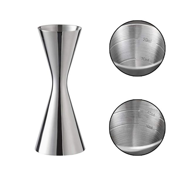 Cocktail Messbecher, 304 Messbecher aus Edelstahl, Integrierte Waage, Cocktail Jigger Dual Spirit Measure Cup, Professioneller Barkeeper, Geeignet für Bars und Wohnungen (30/60ml), Silber-