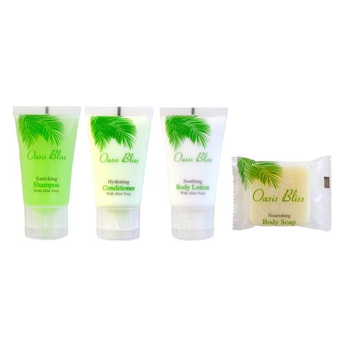 100 pcs Hotel Amenities Bundle: 25 Bath Bars, 25 Shampoo, 25 Conditioner, 25 Lotion - Bulk Mini Travel Size Guest Supplies Set