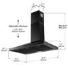 36" Wall Mounted Range Hood 450CFM Kitchen Cooking Vent 3-Speed Black Painted