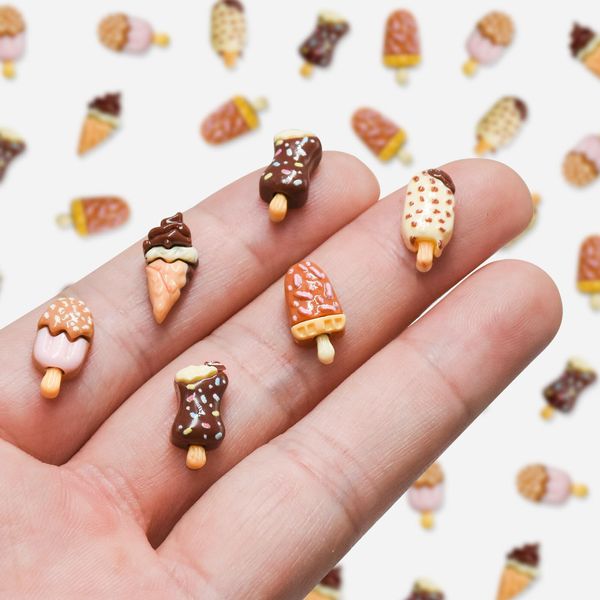 60 Pieces Mini Ice Cream Decor for Dollhouse Accessorie Mini Food Dessert for Crafts Tiny Resin Ice Cream for Dollhouse Mini Kitchen Micro Landscaping Decoration