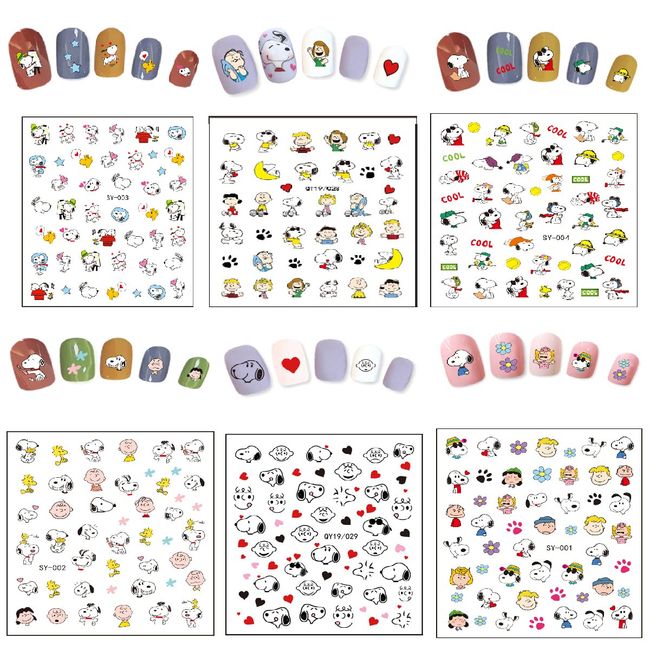 6 Models, Cute, Snoopy Nail Stickers, Waterproof, 3D Nail Decoration, Ultra-Thin, For Girls, Kids, DIY Nail Tools, Reward Stickers, Birthday Parties, Cultural Festivals, School Festivals, 6 Models, Cute