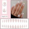 French False Nails, Press on Nails Medium Length, Acrylic White Pearl Stick on Nails, 24pcs Almond False Nails with Glue Elegant Ballerina Fake Nails for Women Girls (White Pearl)