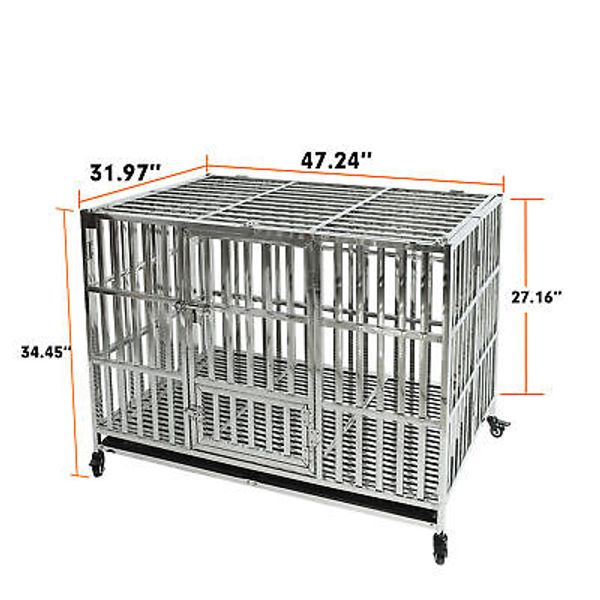 Confote 48" Heavy Duty Dog Kennel Pet Stainless Steel Crate Cage Stackable