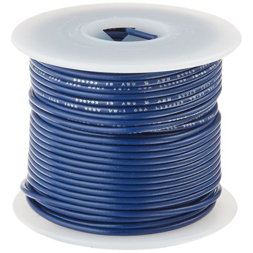 Remington Industries 18UL1007STRBLU UL1007 18 AWG Gauge Stranded Hook-Up Wire, 300V, 0.0403" Diameter, 100' Length, Blue