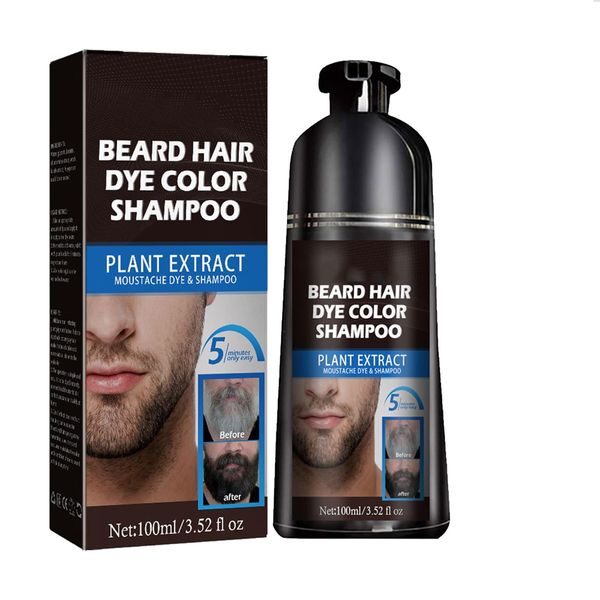 Bartfärbe-Shampoo für Männer,Schwarze Bartfarbe für Männer,Instant Bartfarbe für Männer,Bartfärbe Shampoo Eliminiert Grau,Bartfarbe für Männer,Bart Dye Shampoo